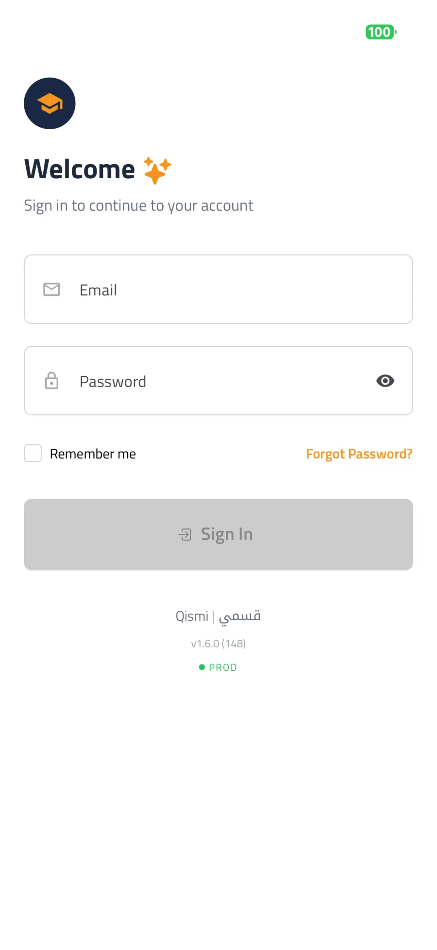 Sign-in screen
