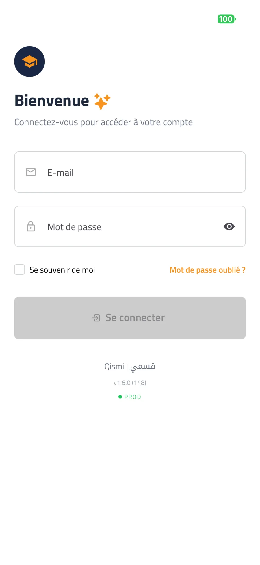 Écran de connexion