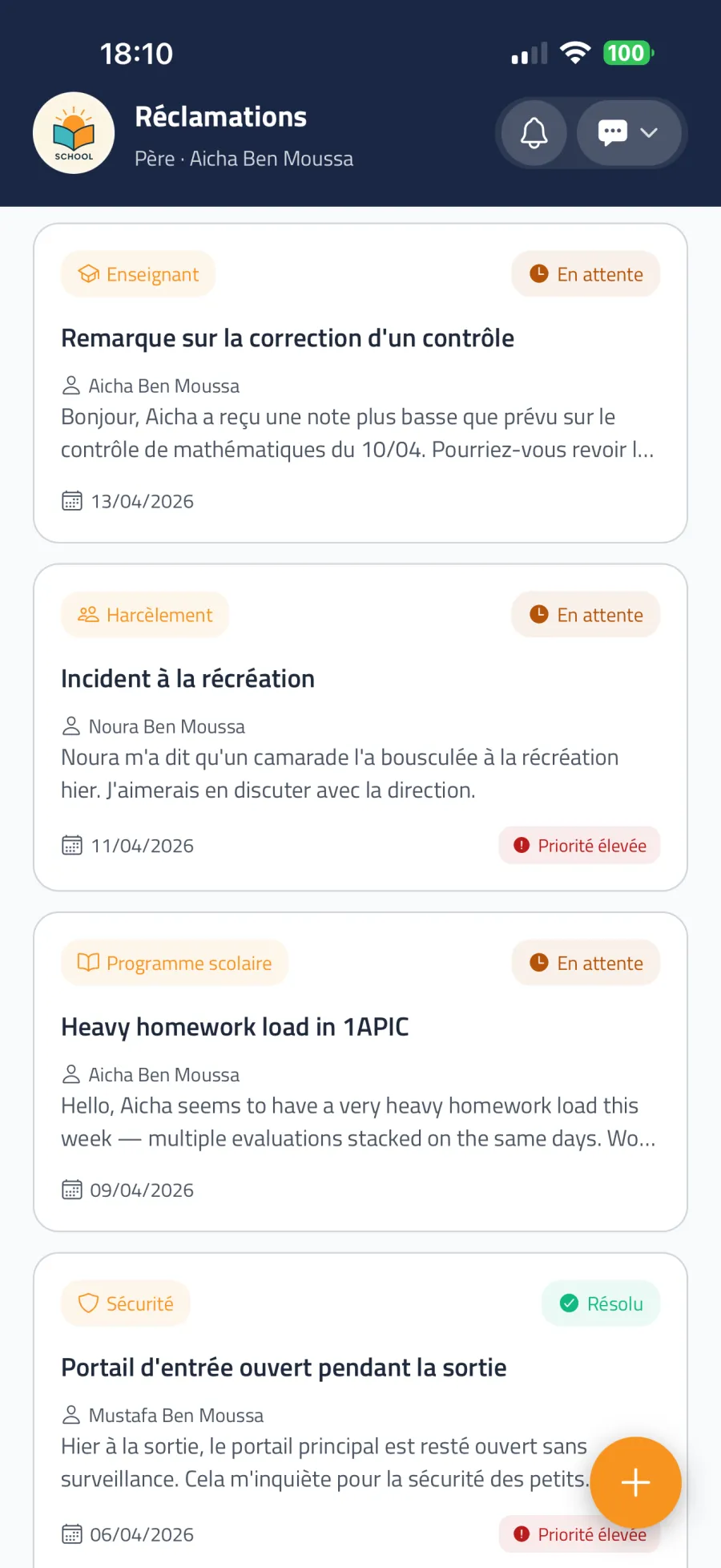 Réclamations