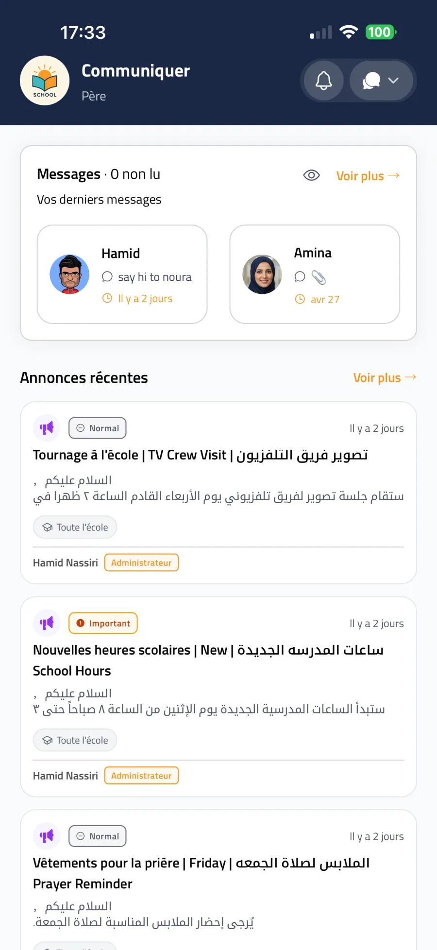Accueil parent